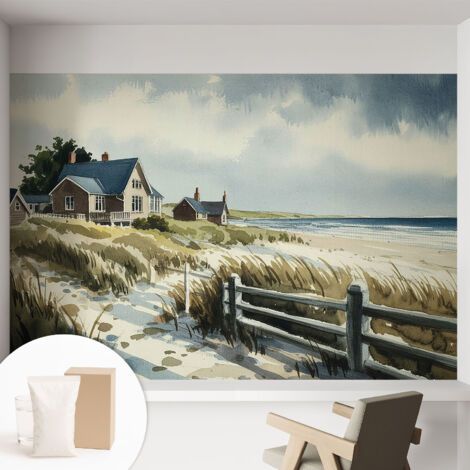Papier peint intissé classique moderne pour salon et chambre à coucher Décoration rapide avec colle Dunes de plage 152x104 cm (1/5)