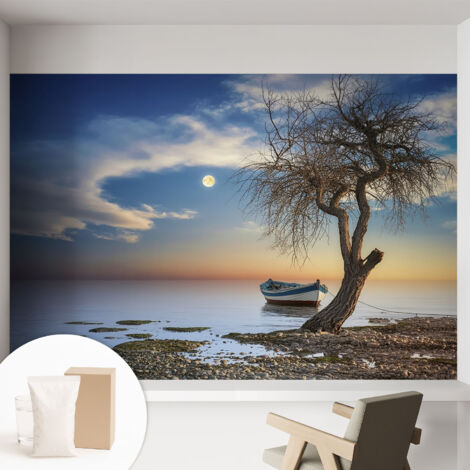 Papier peint intissé mural pour salon chambre à coucher tendance et originale - Colle incluse gratuite Paysage paisible 152x104 cm (1/5)