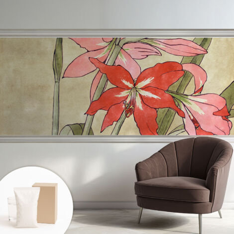 Papier peint intissé mural pour salon chambre à coucher tendance et originale - Colle incluse gratuite Fleurs de hémérocalle 250x104 cm (1/5)
