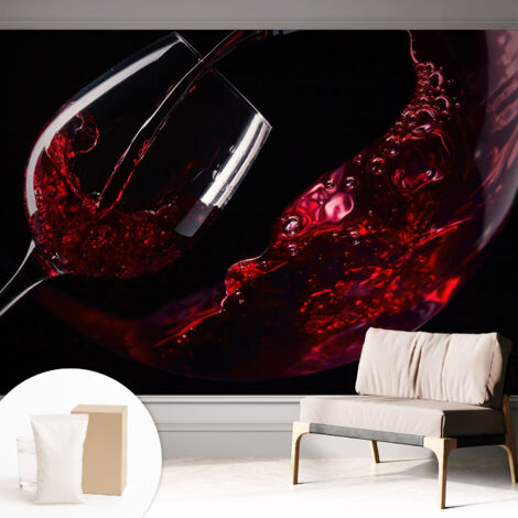 Papier peint intissé décoratif pour salon chambre et cuisine Facile à poser avec colle Vin rouge 312x219 cm (1/5)