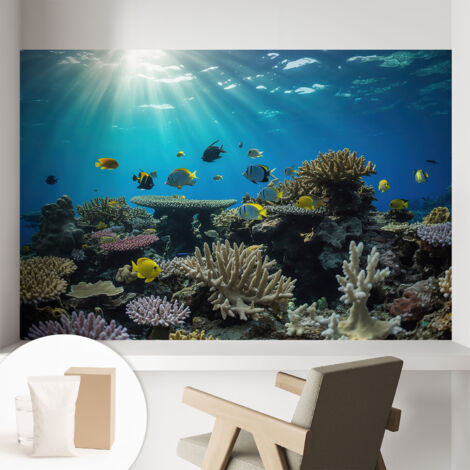 Papier peint intissé avec imprimé pour décoration intérieure pour rénovation a motif - Colle incluse gratuite Monde sous-marin 104x70 cm (1/5)