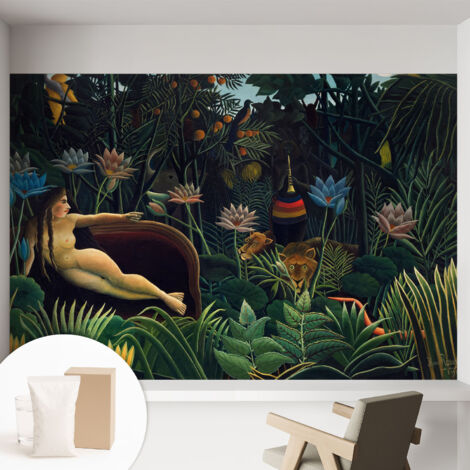 Papier peint intissé classique moderne pour salon et chambre à coucher Décoration rapide avec colle Jungle exotique 152x104 cm (1/5)