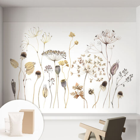 Papier peint intissé mural pour salon chambre à coucher tendance et originale - Colle incluse gratuite Fleurs des champs 152x104 cm (1/5)