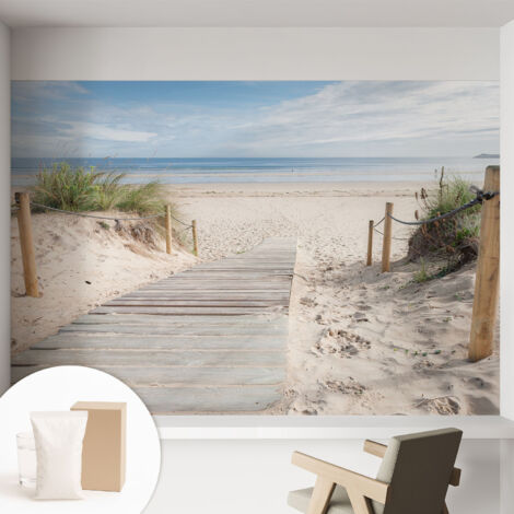 Papier peint intissé mural installation rapide du papier peint durable et résistante - Colle incluse gratuite Allée en bois 152x104 cm (1/5)