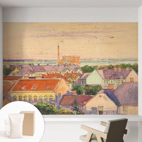 Papier peint intissé pour salon chambre à coucher peint imprimé pour mur - Colle incluse gratuite Toits urbains 152x104 cm (1/5)
