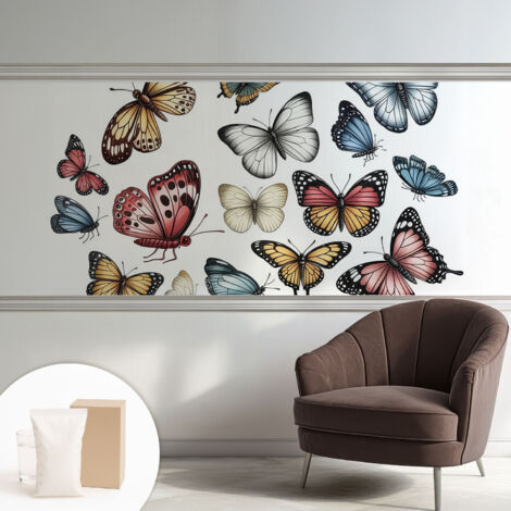Papier peint intissé mural classique avec imprimé motifs décoratifs design élégant non‑tissé Papillons paradisiaques 250x104 cm (1/5)