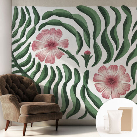 Papier peint intissé pour salon chambre à coucher peint imprimé pour mur - Colle incluse gratuite Fleurs et feuilles 250x250 cm (1/5)