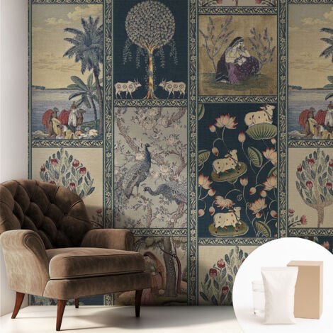 Papier peint intissé avec imprimé pour décoration intérieure pour rénovation a motif - Colle incluse gratuite Scène romantique 250x250 cm (1/5)