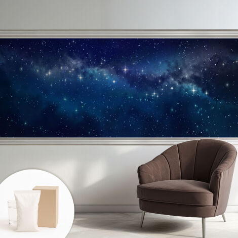 Papier peint intissé pour salon chambre à coucher peint imprimé pour mur - Colle incluse gratuite Nuit étoilée 250x104 cm (1/5)