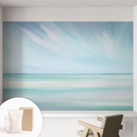 Papier peint intissé avec imprimé pour intérieur moderne application facile a motif - Colle incluse gratuite Mer calme 152x104 cm (1/5)