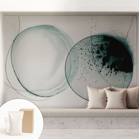 Papier peint intissé pour salon chambre à coucher peint imprimé Installation facile - Colle incluse gratuite Cercles verts 208x146 cm (1/5)