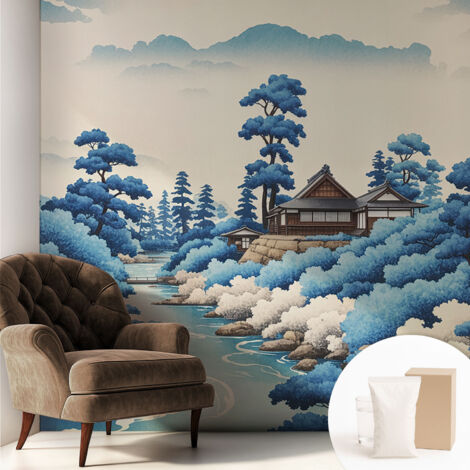 Papier peint intissé décoratif pour salon chambre et cuisine Facile à poser avec colle Nature paisible 250x250 cm (1/5)