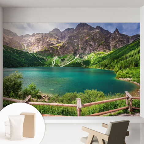 Papier peint intissé mural classique avec imprimé motifs décoratifs design élégant non‑tissé Paysage montagneux 152x104 cm (1/5)