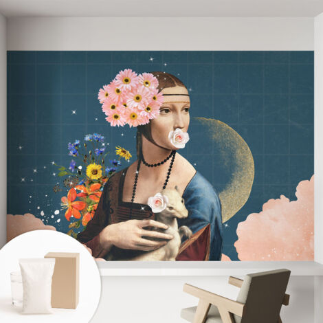 Papier peint intissé décoratif avec motifs pour salon et chambre a motif - Colle incluse gratuite Élégance florale 152x104 cm (1/5)