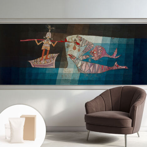 Papier peint intissé décoratif avec motifs pour salon et chambre a motif - Colle incluse gratuite Le pêcheur chasseur 250x104 cm (1/5)
