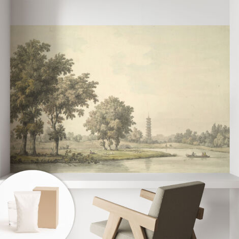Papier peint intissé mural pour salon chambre à coucher tendance et originale - Colle incluse gratuite Parc paisible 104x70 cm (1/5)