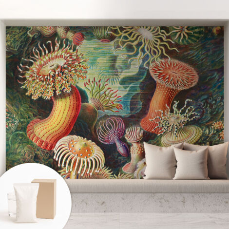 Papier peint intissé pour salon chambre à coucher peint imprimé pour mur - Colle incluse gratuite Anémones fantaisistes 208x146 cm (1/5)