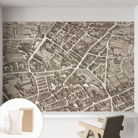 Papier peint intissé pour salon chambre à coucher peint imprimé Installation facile - Colle incluse gratuite Labyrinthe urbain 152x104 cm (1/5)