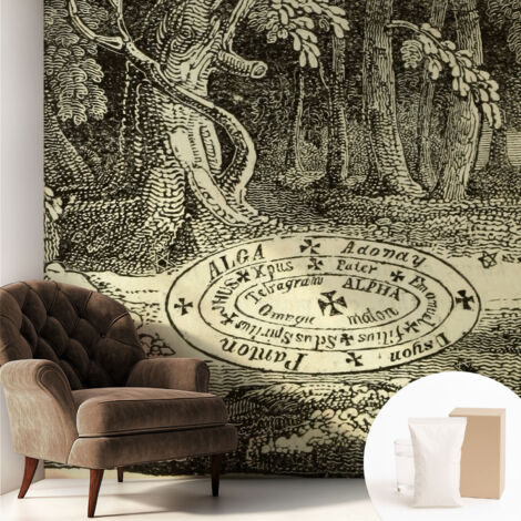 Papier peint intissé avec imprimé pour décoration intérieure pour rénovation a motif - Colle incluse gratuite Cercle magique 250x250 cm (1/5)
