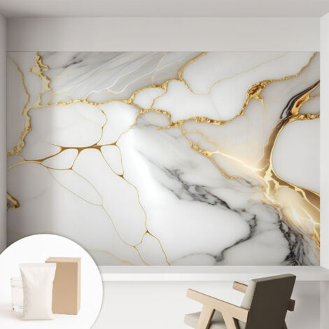Papier peint intissé décoratif avec colle pour salon chambre et bureau Installation rapide Élégance marbrée 152x104 cm