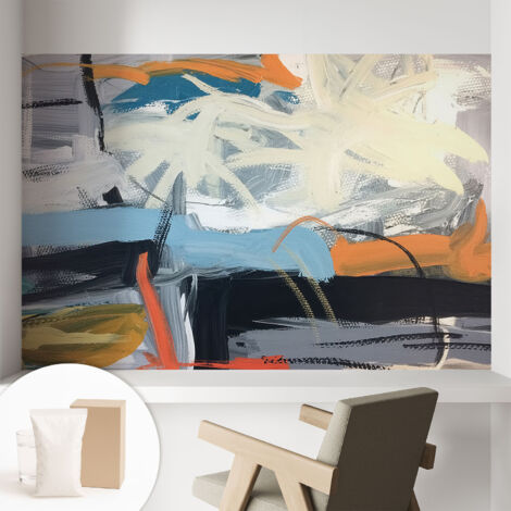 Papier peint intissé décoratif avec motifs pour salon et chambre a motif - Colle incluse gratuite Abstraction colorée 104x70 cm (1/5)