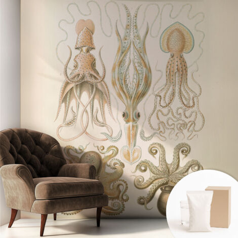 Papier peint intissé avec imprimé pour cuisine facile à appliquer pour mur pour salon a motif - Colle incluse gratuite Vie marine 250x250 cm (1/5)