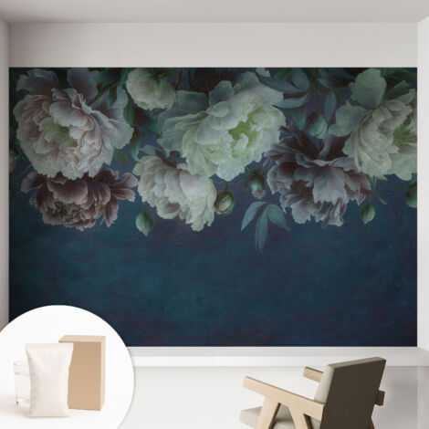 Papier peint intissé mural classique avec imprimé motifs décoratifs design élégant non‑tissé Élégance florale 152x104 cm (1/5)