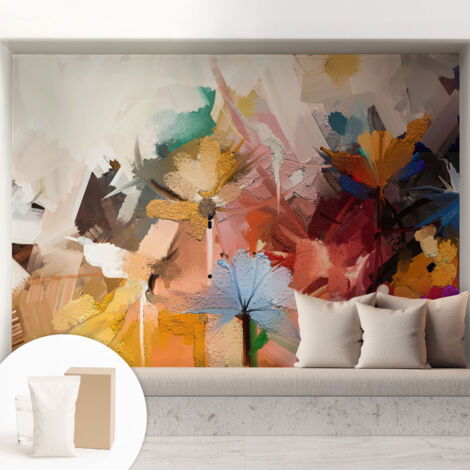 Papier peint intissé décoratif pour salon chambre et cuisine Facile à poser avec colle Abstrait floral 208x146 cm (1/5)
