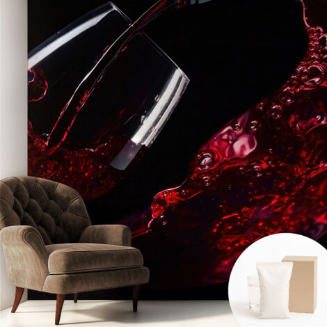 Papier peint intissé décoratif pour salon chambre et cuisine Facile à poser avec colle Vin rouge 250x250 cm (1/5)
