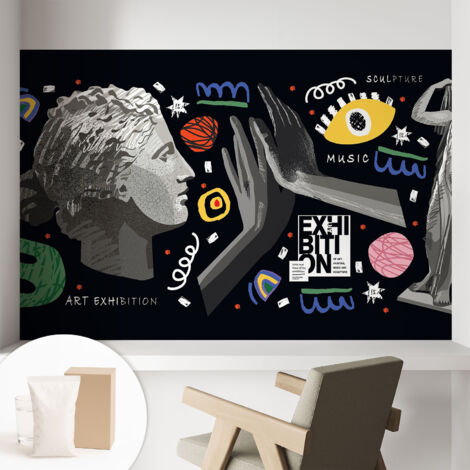Papier peint intissé mural avec imprimé motifs uniques apparence moderne - Colle incluse gratuite Exposition colorée 104x70 cm (1/5)