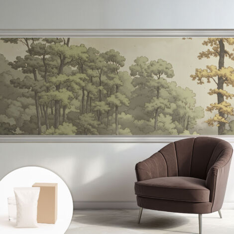 Papier peint intissé avec imprimé pour décoration intérieure pour rénovation a motif - Colle incluse gratuite Idylle forestière 250x104 cm (1/5)