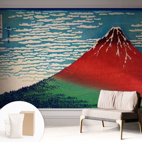 Papier peint intissé avec imprimé pour décoration intérieure pour rénovation a motif - Colle incluse gratuite La montagne rouge 312x219 cm (1/5)