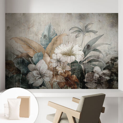 Papier peint intissé avec imprimé pour cuisine facile à appliquer pour mur pour salon a motif - Colle incluse gratuite Rêve floral 104x70 cm (1/5)