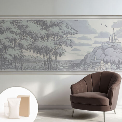 Papier peint intissé mural classique avec imprimé motifs décoratifs design élégant non‑tissé Paysage féérique 250x104 cm (1/5)