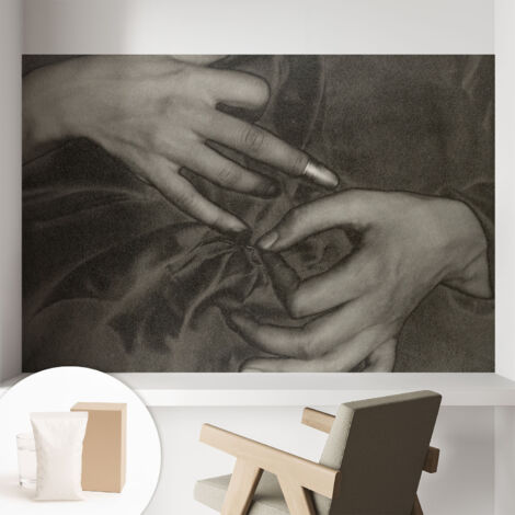 Papier peint intissé à motifs décoratifs pour salon chambre et bureau Décoration murale élégante avec colle Matière des mains 104x70 cm (1/5)