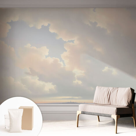 Papier peint intissé avec imprimé pour décoration intérieure pour rénovation a motif - Colle incluse gratuite Ciel pastel 312x219 cm (1/5)