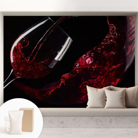 Papier peint intissé décoratif pour salon chambre et cuisine Facile à poser avec colle Vin rouge 208x146 cm (1/5)