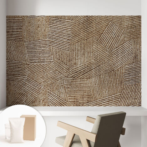 Papier peint intissé mural avec colle pour salon et chambre Décoration murale rapide - Colle incluse gratuite Lignes structurées 104x70 cm (1/5)