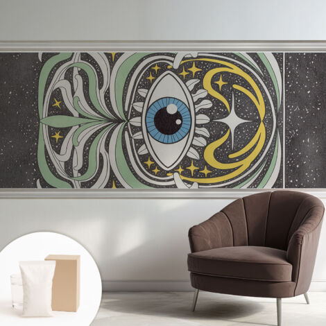 Papier peint intissé mural classique avec imprimé motifs décoratifs design élégant non‑tissé Œil symétrique 250x104 cm (1/5)