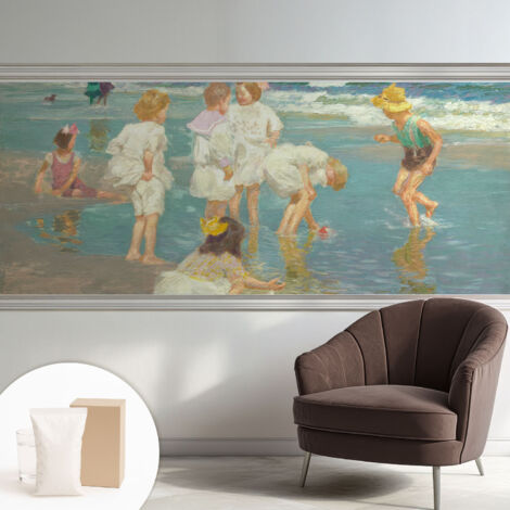Papier peint intissé mural avec imprimé motifs uniques apparence moderne - Colle incluse gratuite Enfance à la plage 250x104 cm (1/5)