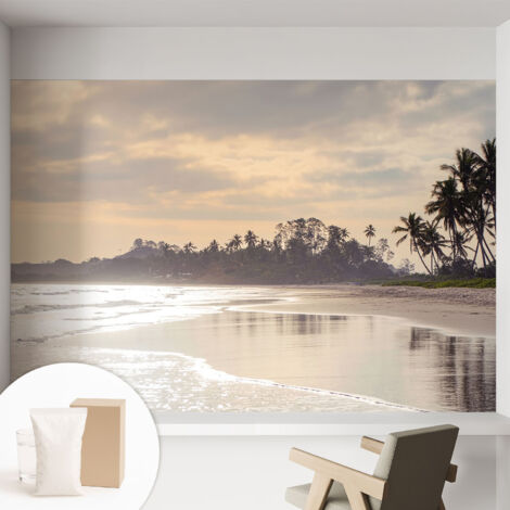 Papier peint intissé mural installation rapide du papier peint durable et résistante - Colle incluse gratuite Matin à la plage 152x104 cm (1/5)
