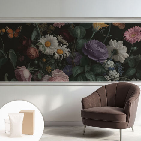 Papier peint intissé avec imprimé pour décoration intérieure pour rénovation a motif - Colle incluse gratuite Élégance florale 250x104 cm (1/5)