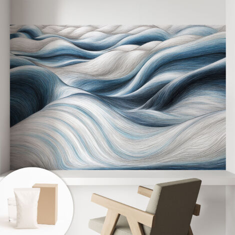 Papier peint intissé avec imprimé pour intérieur moderne application facile a motif - Colle incluse gratuite Vagues douces 104x70 cm (1/5)