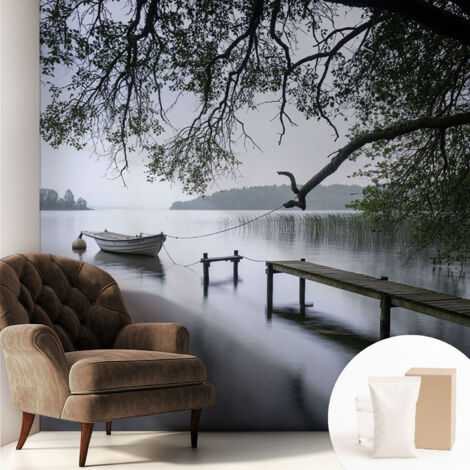 Papier peint intissé décoratif pour salon chambre et cuisine Facile à poser avec colle Lac paisible 250x250 cm (1/5)
