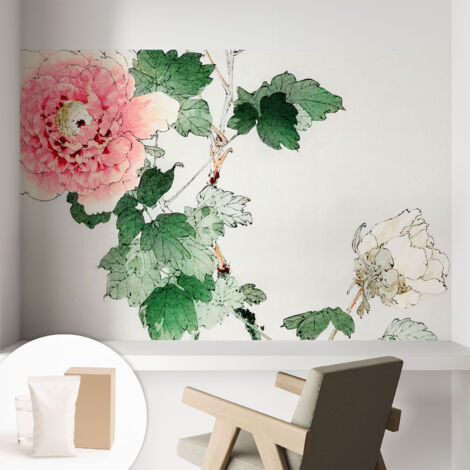 Papier peint décoratif avec colle pour salon, chambre à coucher et bureau – Design moderne et facile à poser Subtilité florale 104x70 cm (1/5)