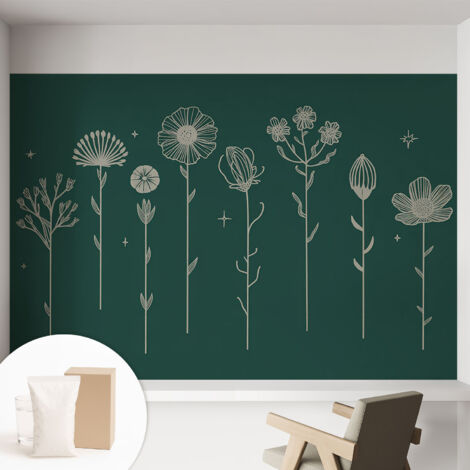 Papier peint intissé décoratif pour chambre et salon Design moderne à poser facilement - Colle incluse gratuite Fleurs délicates 152x104 cm (1/5)