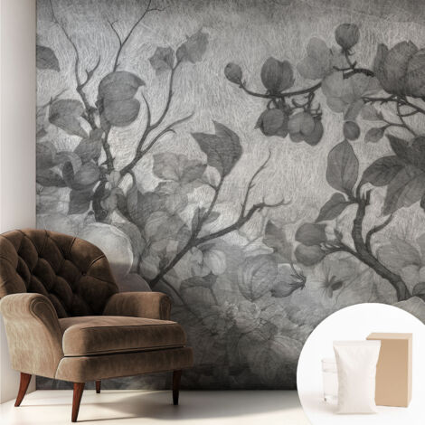 Papier peint intissé décoratif pour salon chambre et cuisine Facile à poser avec colle Fleur sur une branche 250x250 cm (1/5)