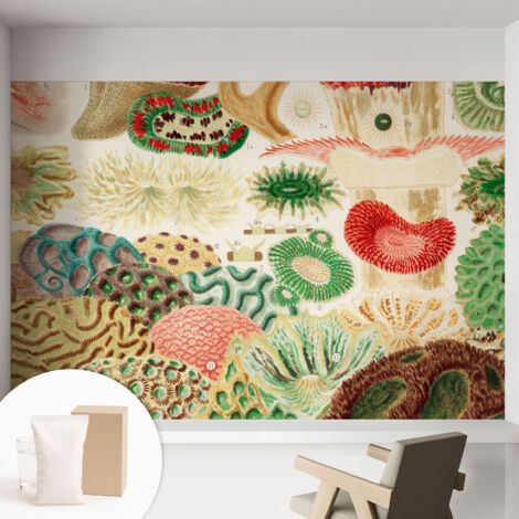 Papier peint intissé pour salon chambre à coucher peint imprimé Installation facile - Colle incluse gratuite Formes organiques 152x104 cm (1/5)