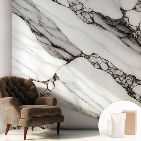 Papier peint intissé avec imprimé pour décoration intérieure pour rénovation a motif - Colle incluse gratuite Motif en pierre 250x250 cm (1/5)