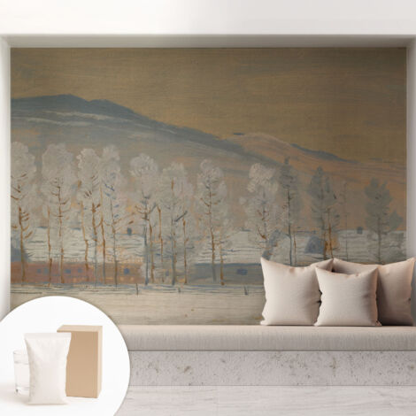 Papier peint intissé décoratif pour salon chambre et cuisine Facile à poser avec colle Scène hivernale 208x146 cm (1/5)